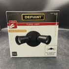 Defiant 2-HEAD Dusk-to-dawn Activated Wired Outdoor Security Flood Light Black Open. Price: $15.99.