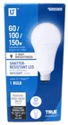 Utilitech 3-WAY Led A21 Light Bulb, 6/15/20 Watts 60W, 100W, 150W Equivalent New. Price: $14.99.