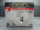 Defiant 180 White Motion Sensing Security Light Outdoor 2-HEAD Led Flood Open. Price: $22.99.