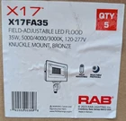 Rab X17FA35 35W 120-277V 3000K-5000K Flood Light Bronze Brand New Sealed. Price: $90.00.