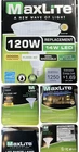 Maxlite 14W Led 120W Replacement Floodlight 3000K 1250 Lumen E26 Base PAR36 New. Price: $12.98.