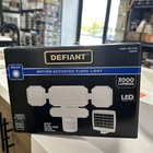 Defiant 270 White Motion Sensor Solar Powered Outdoor 4-HEAD Led Security Flood New. Price: $65.00.