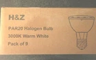 H&z Brand PAR20 Halogen Lamps 9-PACK 3000K Warm White Indoor/outdoor New. Price: $25.50.