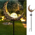 Hdnicezm Solar Garden Light Outdoor Decorative, Moon Crackle Glass New. Price: $30.99.