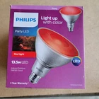 Red Philips 13.5W Led Party Flood Light Bulb Indoor/outdoor PAR38 New. Price: $17.99.