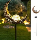 Garden Solar Light Outdoor Decorative, Moon Crackle Glass Globe Stake Meta New. Price: $28.24.