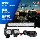 Nilight 22" 120W Spot Flood Combo Led Bar 2X18W Lights Wiring Harness New. Price: $59.99.