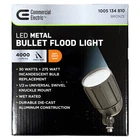 Commercial Electric Led Metal Bullet Flood Light 4000 Lumens 30W Bronze 3000K New. Price: $27.99.