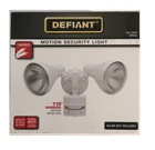 Defiant 110-DEGREE White Motion Activated Outdoor Flood Light Open. Price: $22.99.