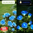 Dwh 2 Pack Blue Rose Led Solar Garden Lights Yard Pathway Fence New. Price: $44.99.