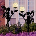 Ouddy 2 Pack Solar Fairy Garden Decor, Metal Statues With Crackle Glass New. Price: $42.86.