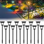 12 Pack Rgbcw Solar Pathway Outdoor Lights, 3 Lighting Modes Led Garden New. Price: $67.85.