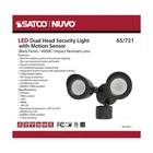 Satco 65-721 Dual Head Led Black Security Flood Light 4000K Motion Sensor New. Price: $102.59.