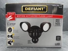 Defiant 240 Black Motion Sensing Wired Outdoor 2-HEAD Led Security Flood Light Used. Price: $41.99.