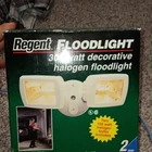 Regent 300W Halogen Decorative Flood Light, 2-LIGHT Hardwired White W/bulbs Open. Price: $11.00.
